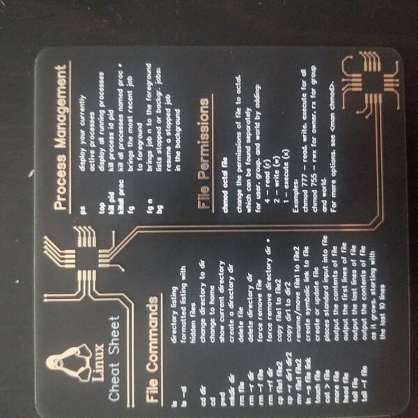 Linux Cheat Sheet Coaster PCB – Computer Science Gift for Programmers ...