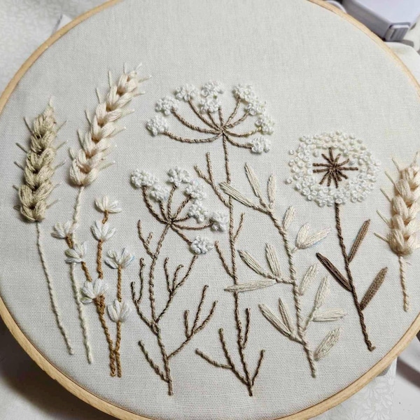 Wildflowers Embroidery Pattern + Video Tutorial, Beginner Embroidery ...