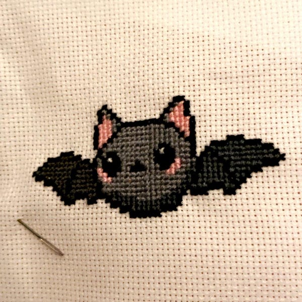 Cute Bat Cross Stitch Pattern PDF | Instant Download | Easy Cross ...