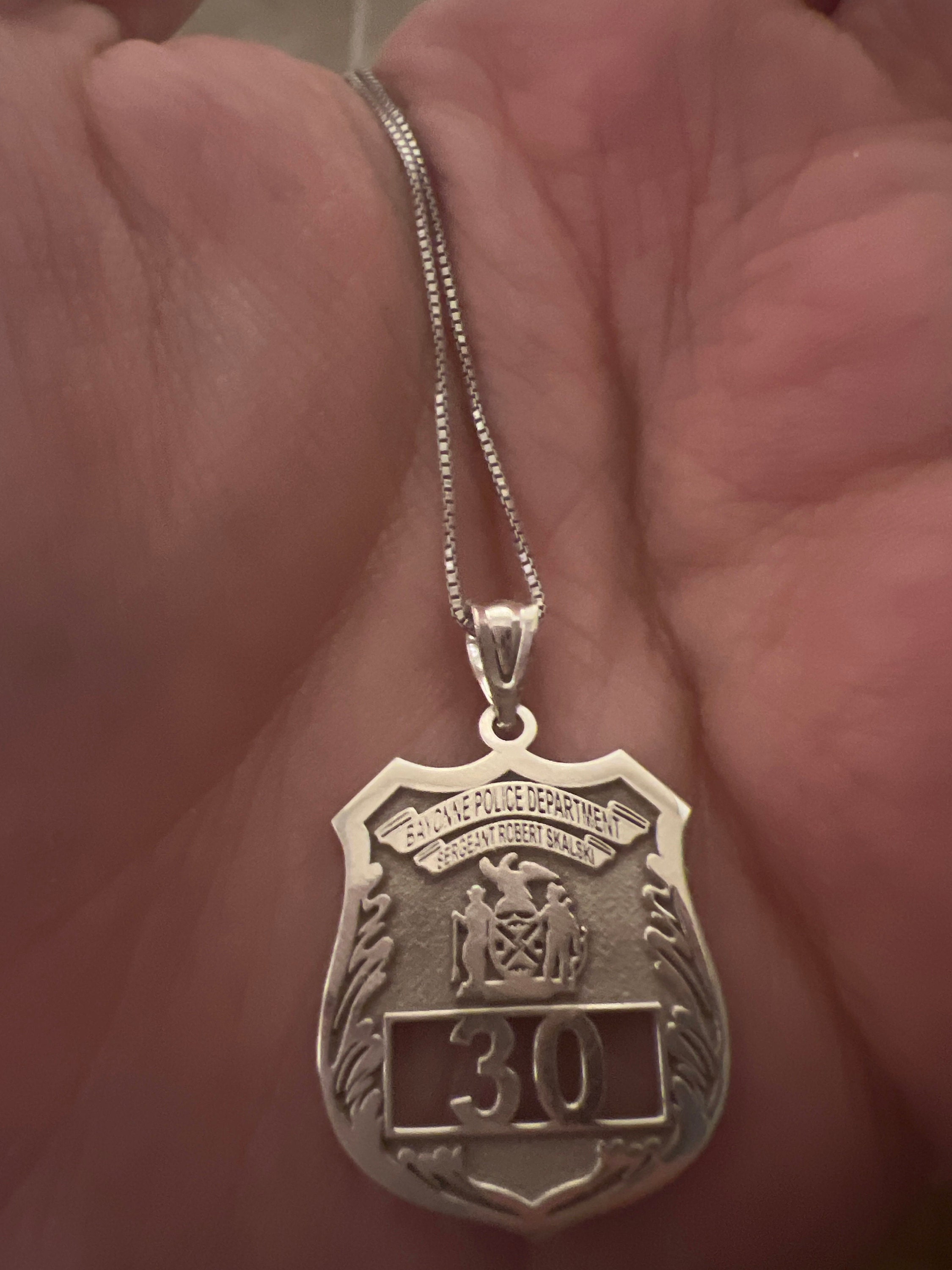 Police Officer Gifts, Police Gift, Police Badge, Personalized Police Badge Retirement Necklace with Any Number & Dept, Police Necklace