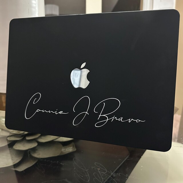 Personalized Black MacBook Case | Custom Name, Solid Cover