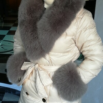 black fox fur slides