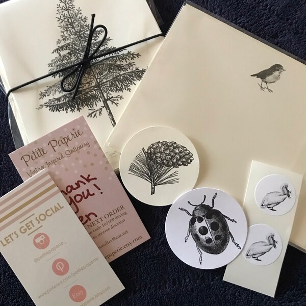 Pine Tree Note Card Set of 10 in White or Light Ivory With Matching ...
