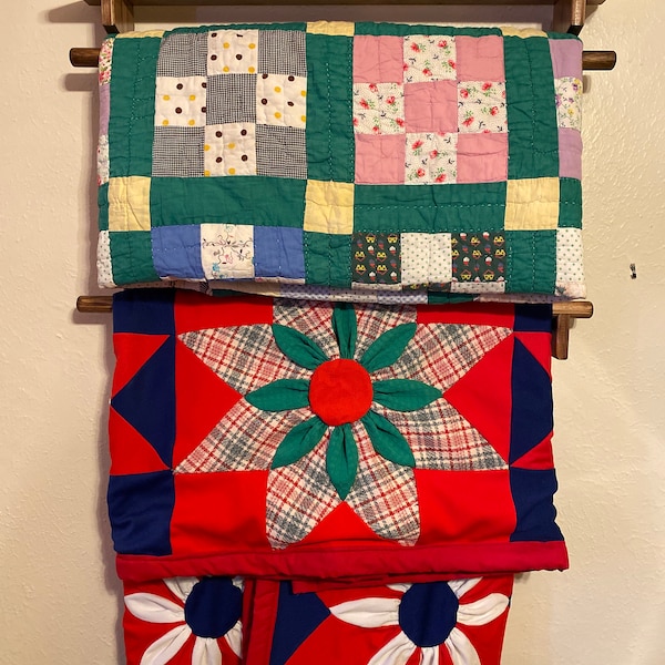 Antique White Single Quilt Rack Distressed Quilt Rack Wooden Quilt Rack ...