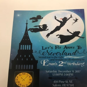 Peter Pan Invitation Peter Pan Birthday Invitation Peter Pan Etsy Israel