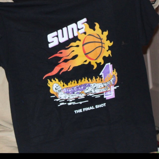 Suns X Warren Lotas the Final Shot Purple Skeleton T-shirt Suns in 4 , Phoenix  Suns Shirt , Suns Shirt, Devin Booker, Nba Shirt UNISEX 