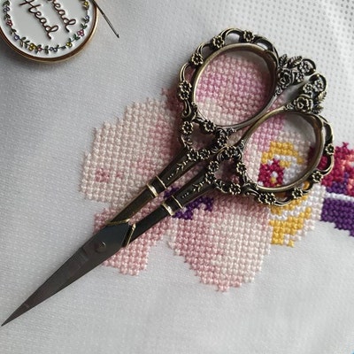Victorian Floral Embroidery Scissors Antique Style Vintage Sewing and ...