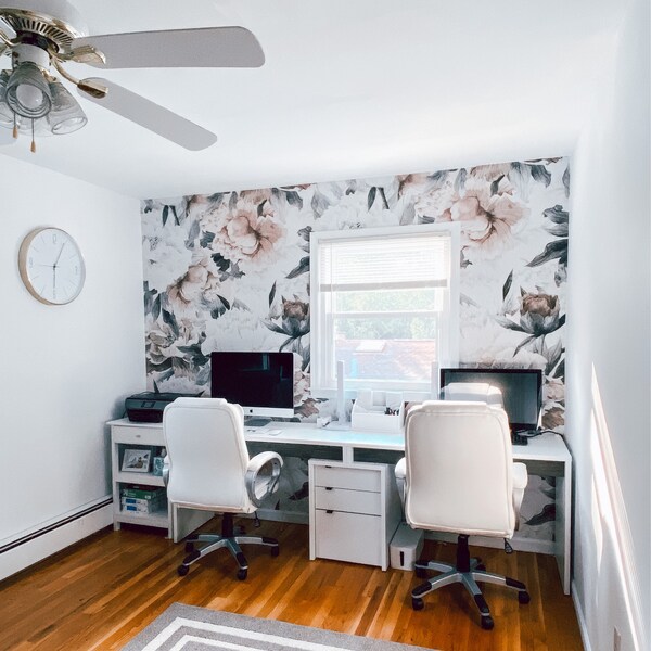 Vintage Roses and Peonies Peel and Stick Wallpaper | Removable ...