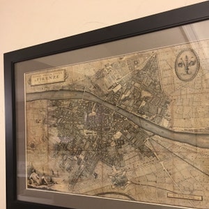 フィレンツェの古地図 1847年 フィレンツェの地図 最大42x56インチ