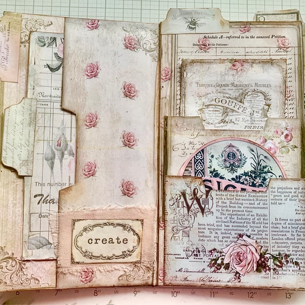 Page Pockets No. 3 Junk Journal Folio Kit, Folder, Shabby, Pink, Insert ...