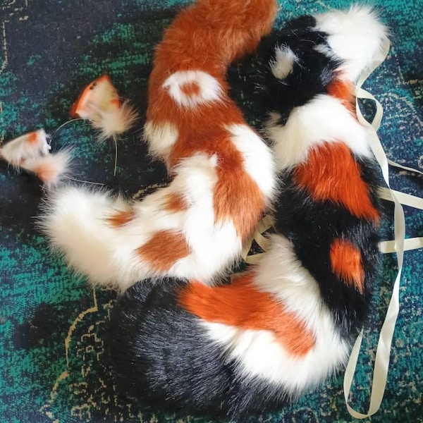 Wolf Ear and Tail Set Realistic Faux Fur Fox Ear and Tail Set Anime ...