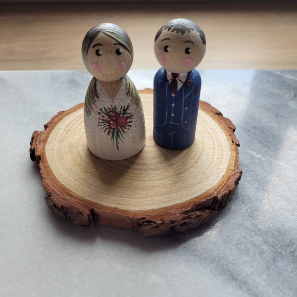Bride and Groom Wedding Cake Topper Family Wedding Cake Topper Wooden ...