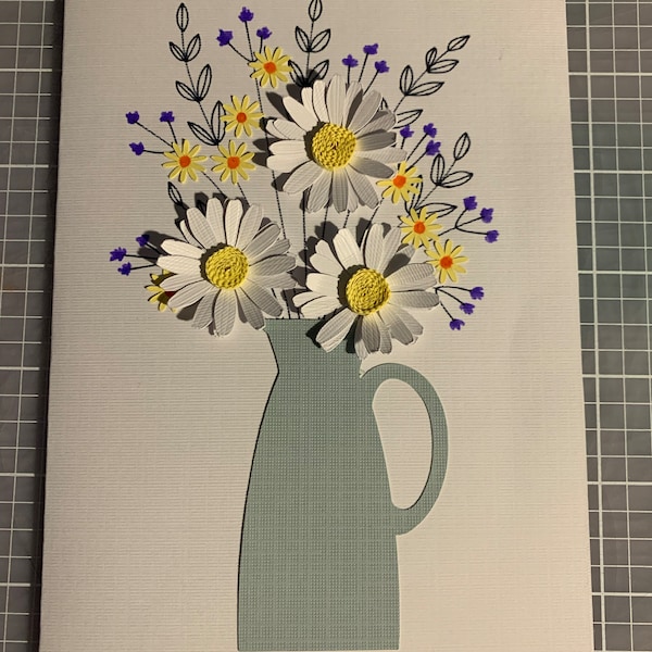 3D Flower Card, Daisy Greeting Card SVG Template for Cricut and ...