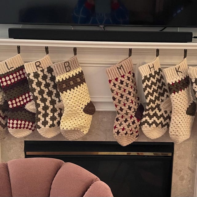 A customer's finished Granny All the Way Stocking Collection Crochet Pattern