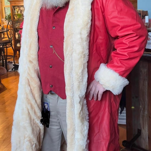 Santa Suit-santa Claus Leather Trench Coat Christmas