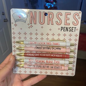 Nurses Pen Set, 5PCS Funny Nurses Pens Set, Yocartgo Fun Nurse Pen Sets,  Fun Nurse Pens Ballpoint Pen for Nurses Appreciation Gifts Greeting Pens (A