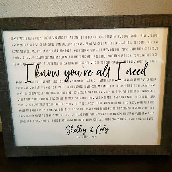 Custom Song Lyrics Wall Art, First Dance Art Print, 1st Anniversary ...