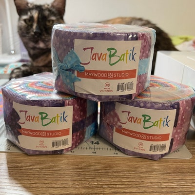 Java Batiks Rainbow Polka Dots Green Blue Yellow Orange Pink Batik ...