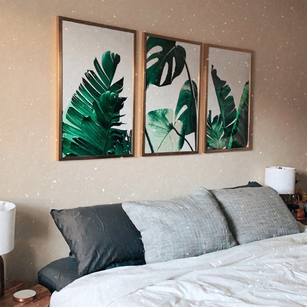 3 Piece Wall Art Tropical Leaves Printable Art Set of 3 Prints ...