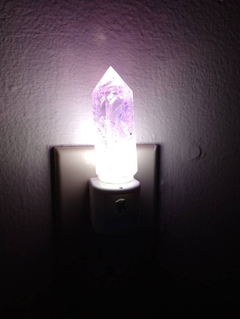 Amethyst Crystal Tower LED Night Light with Light Sensor / Babyshower Gift / Baby Shower Gift