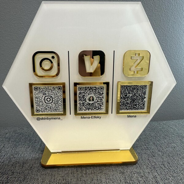 Multi QR Code Business Social Media Sign Payment Sign Custom Logo Sign ...