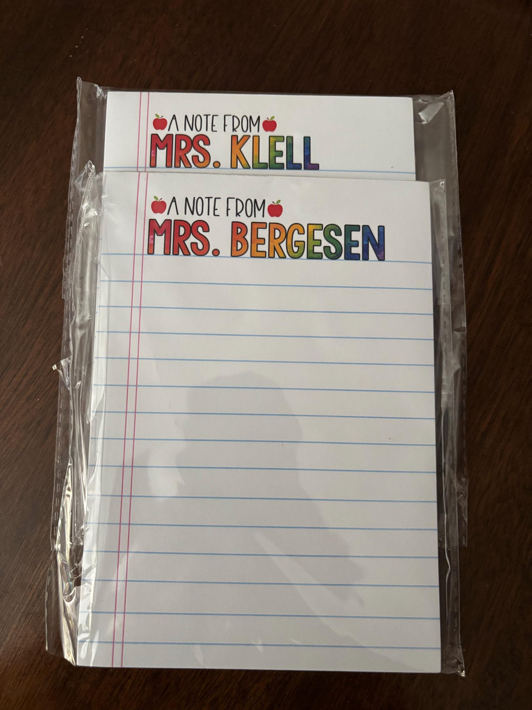 Personalized Teacher Notepad, Custom Teacher Writing Pad, Teacher Appreciation Gift, Gift For Teacher, Back To School End of Year Stationery