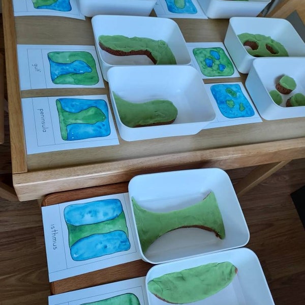 Landforms Flashcards | Montessori Homeschool 3 Part Cards - Etsy