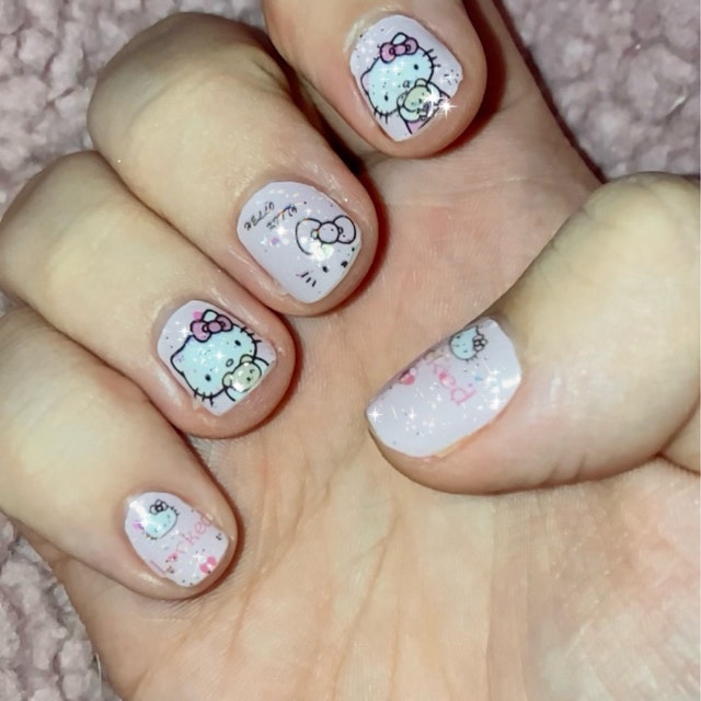 Pink Hello Kitty Nail Wraps, Cartoon Kawaii Nail Stickers - Etsy