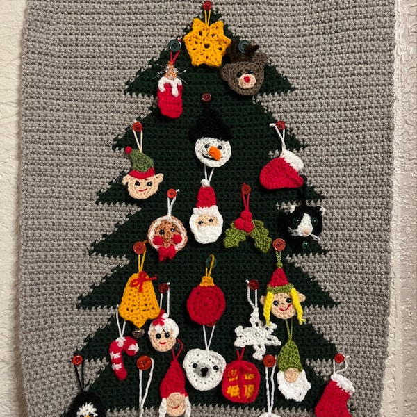 Crochet Advent Calendar Pattern Bundle - Tree Wall Hanging, Pouch, and ...