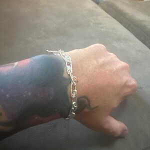Safety Pin Bracelet, Mens Punk Jewelry, Sterling Silver