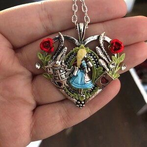 Hand-painted Alice in Wonderland-inspired Heart-shaped