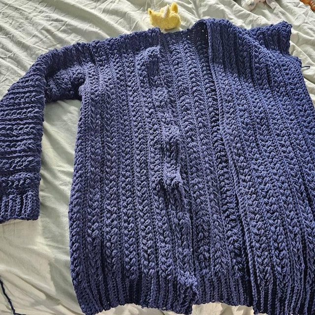A customer's finished Wheat Stitch Crochet Cardigan Pattern with Video Tutorial