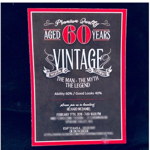 50th Birthday Invitation for Men JPEG Printable Aged to Perfection Over