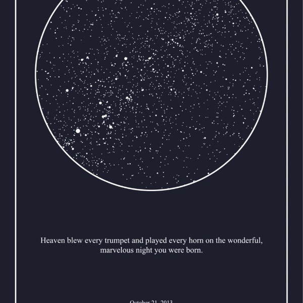 Custom Star Map Print by Date, PRINTABLE Star Chart Poster, Constellation Map, Astronomy Gifts ...
