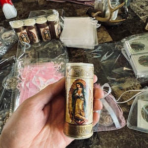 Guadalupe and San Judas Cirios Gift Favors Baptism , Wedding Party Favors , Communion Favor , Virgen Mary Candles, San Judas Cirios