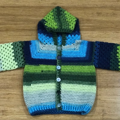 Granny Splash Hoodie Crochet Pattern Sizes Preemie to 10 Years - Etsy
