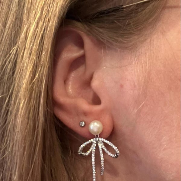 Bow Tie Pearl Holiday Statement Earrings main image 0
