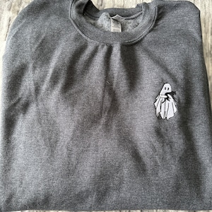 Embroidered Ghost Sweatshirt, Halloween Sweatshirt, Black Cat, Fall ...