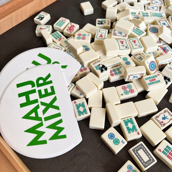 BOXOB Mahjong Steine Mischer Set - 4 Stück, Grün, Aus Kunststoff