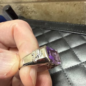 ヴィンテージ アメジスト シグネット リング 男性用 14K ゴールド