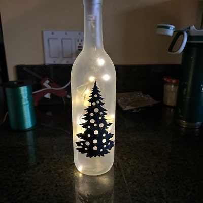 Lighted Holiday Bottle, Lighted Bottle, Lighted Wine Bottle, Gift For 