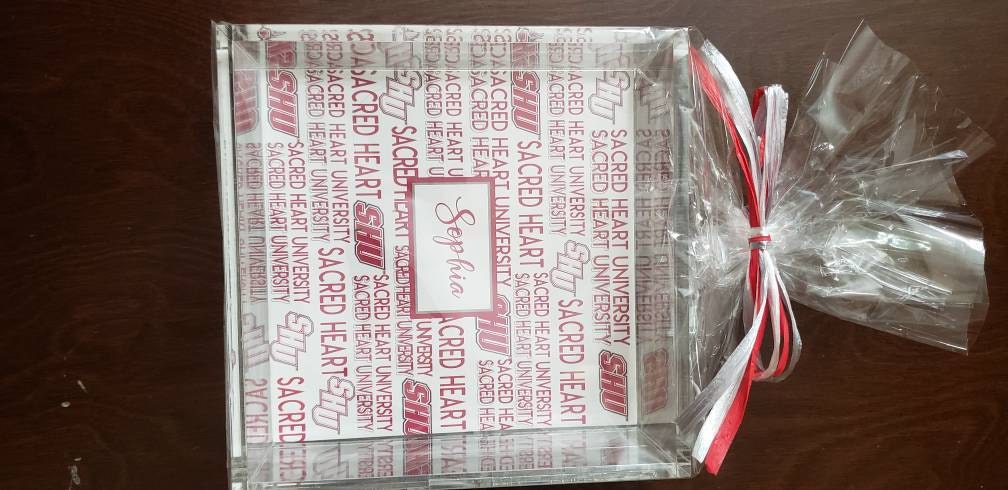 6"Square Lucite Tray With Personalized As You Like It, College Themed, Gift for Graduation