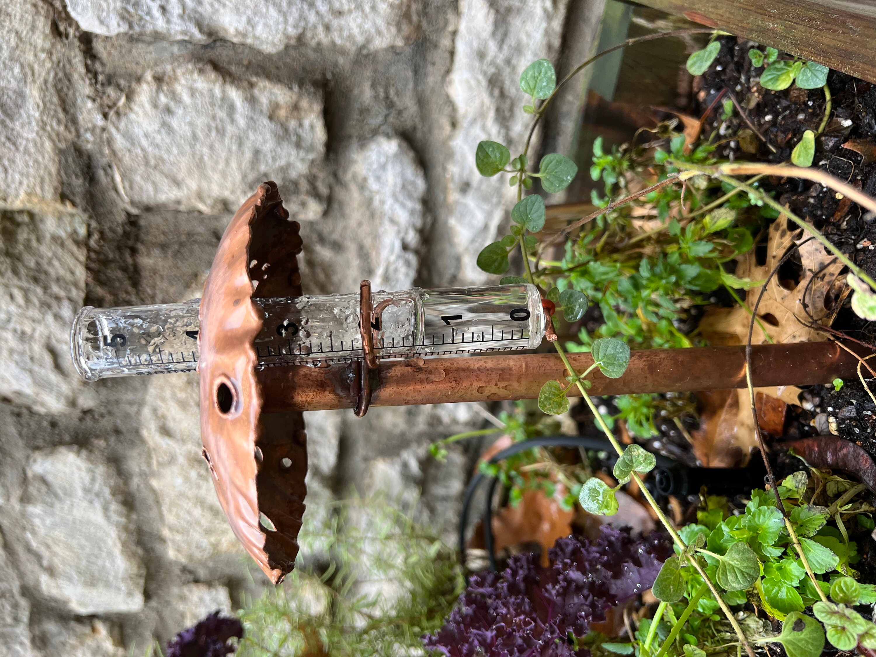 Copper Mushroom Rain Gauge