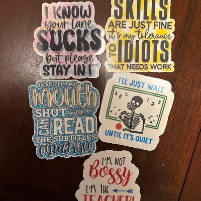 Printable Sarcastic Stickers Bundle, Funny Printable Stickers, Print and Cut Sticker, Planner ...