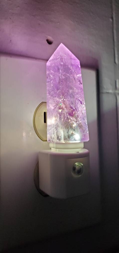Amethyst Crystal Tower LED Night Light with Light Sensor / Babyshower Gift / Baby Shower Gift