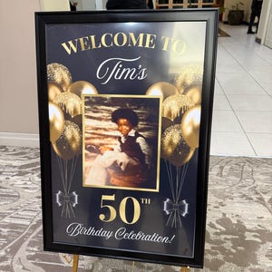 Striscione per 50° compleanno, per feste di 50° compleanno, decorazioni per feste con scritta Cheers to 50 Years, oro e nero glitterato