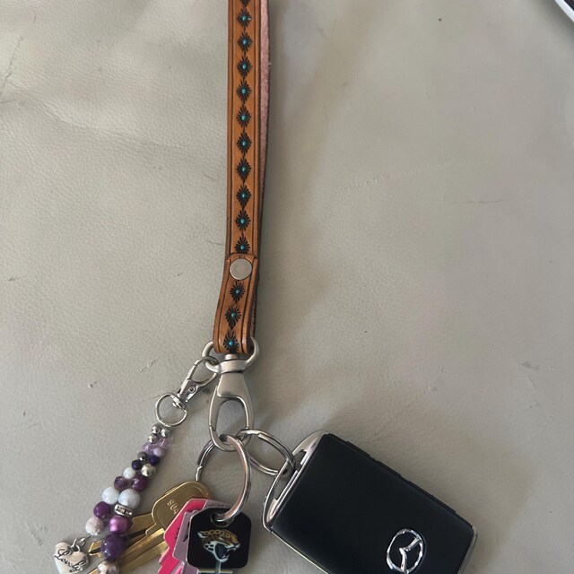 Southwestern Leather Key Fob - Handmade Western Keychain