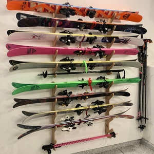 Ski Rack Grassracks Bamboo Or Birch Wood Horizontal Wall-Mounted