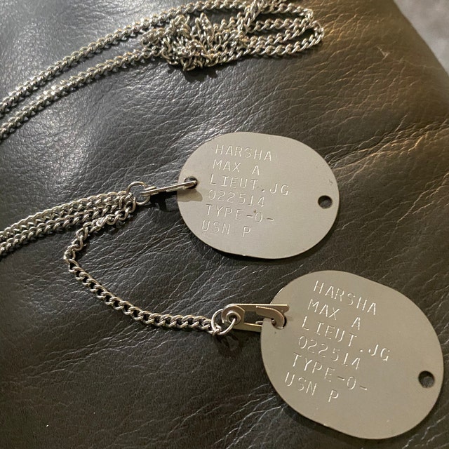 Stainless or Brass WW2 Navy and Marine Dog Tag Set