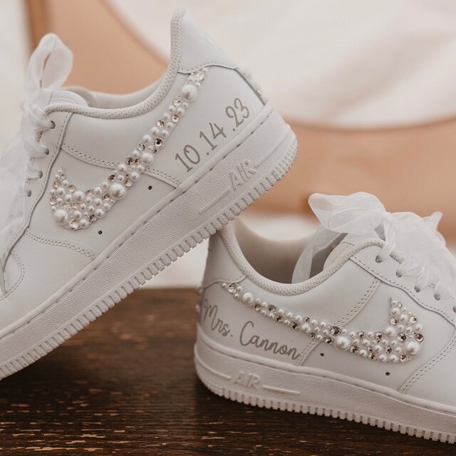 Personalized Bridal Air Force 1 Wedding Sneakers: Rhinestone
